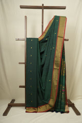 Dark Green Cotton Paithani Saree - SRDGCPS762