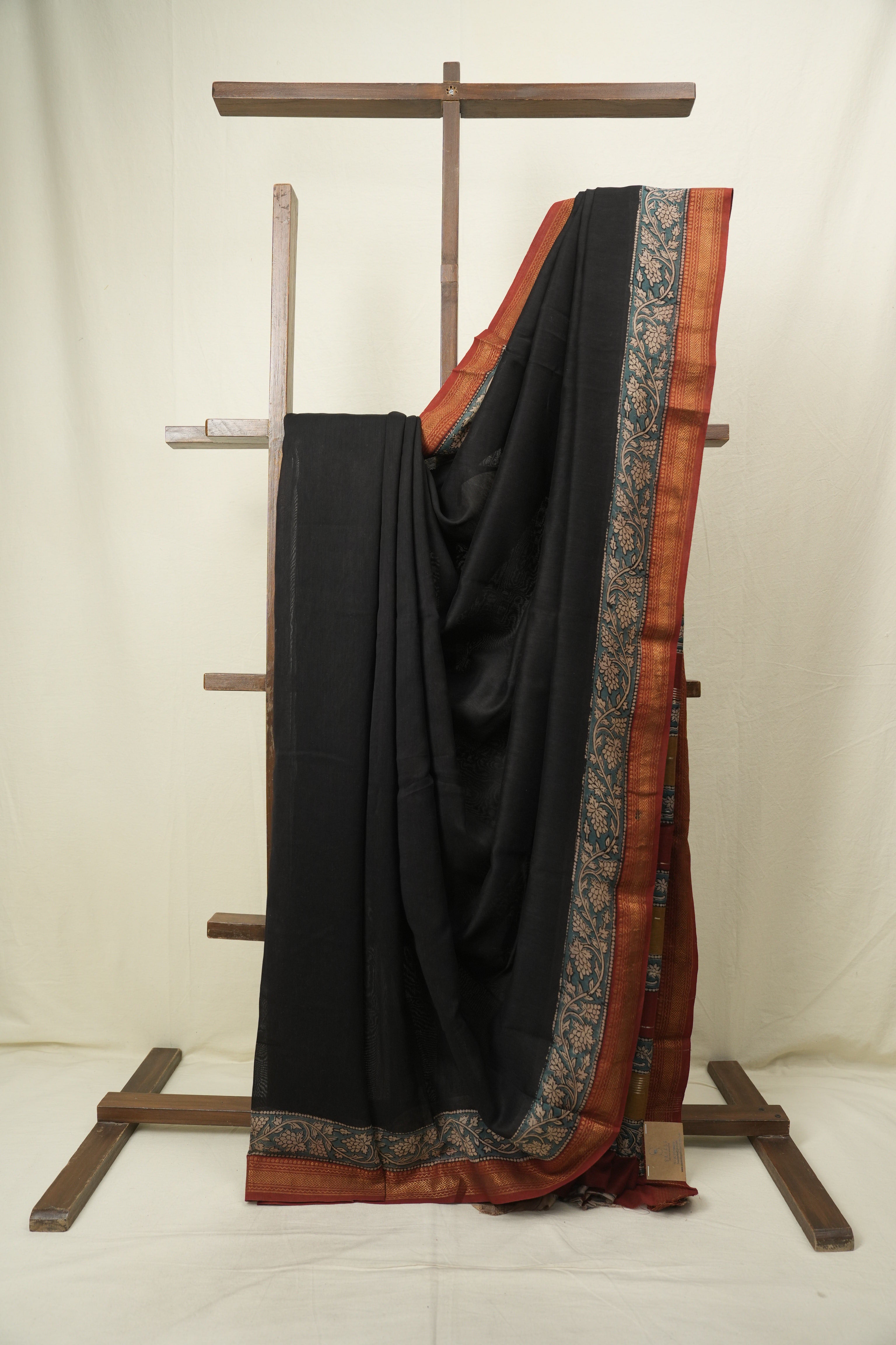 Black HBP Cotton Silk Saree With Chanderi Border - SRBCSS1754