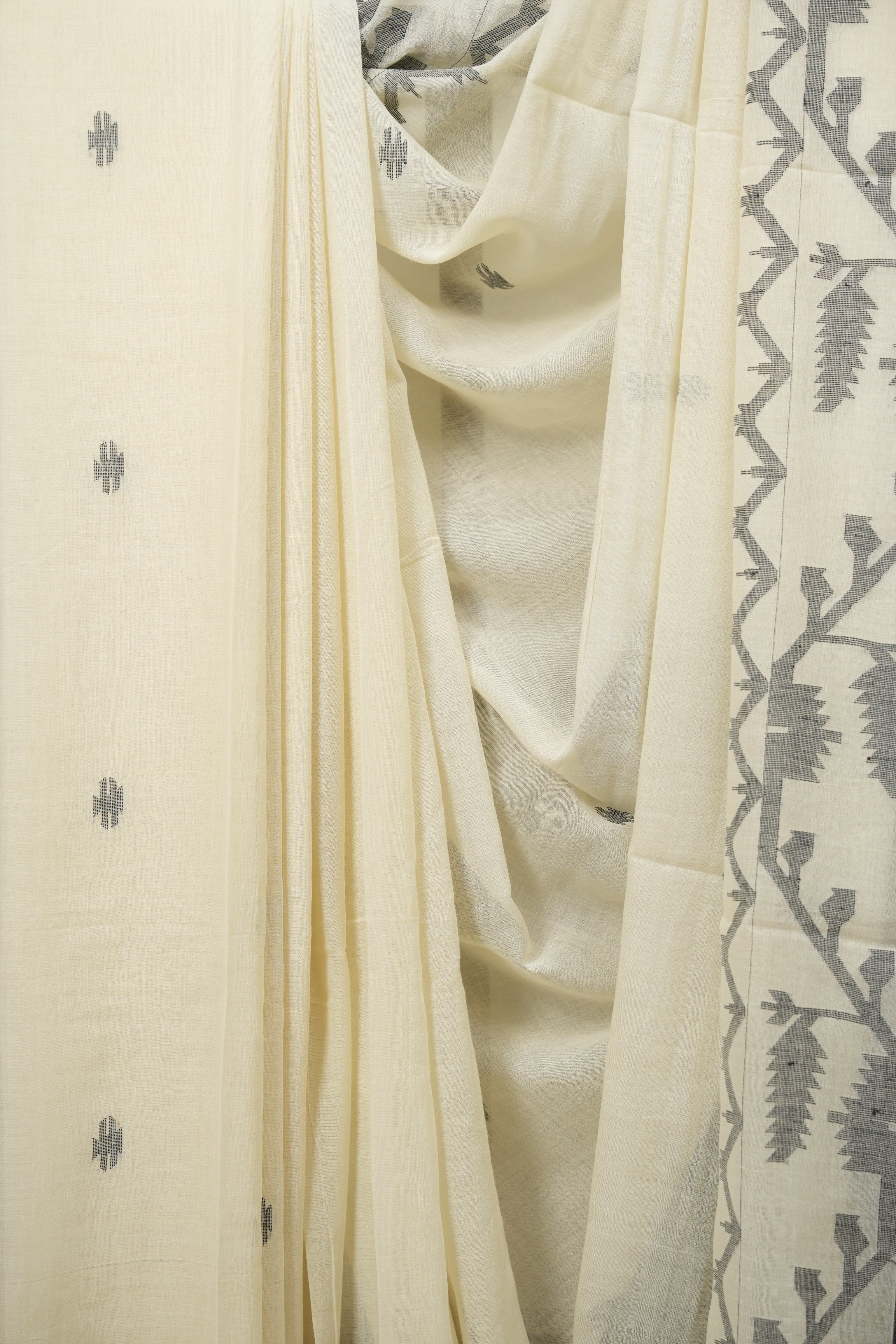 Cream Bengal Mul Cotton Saree - SRCBMCS077