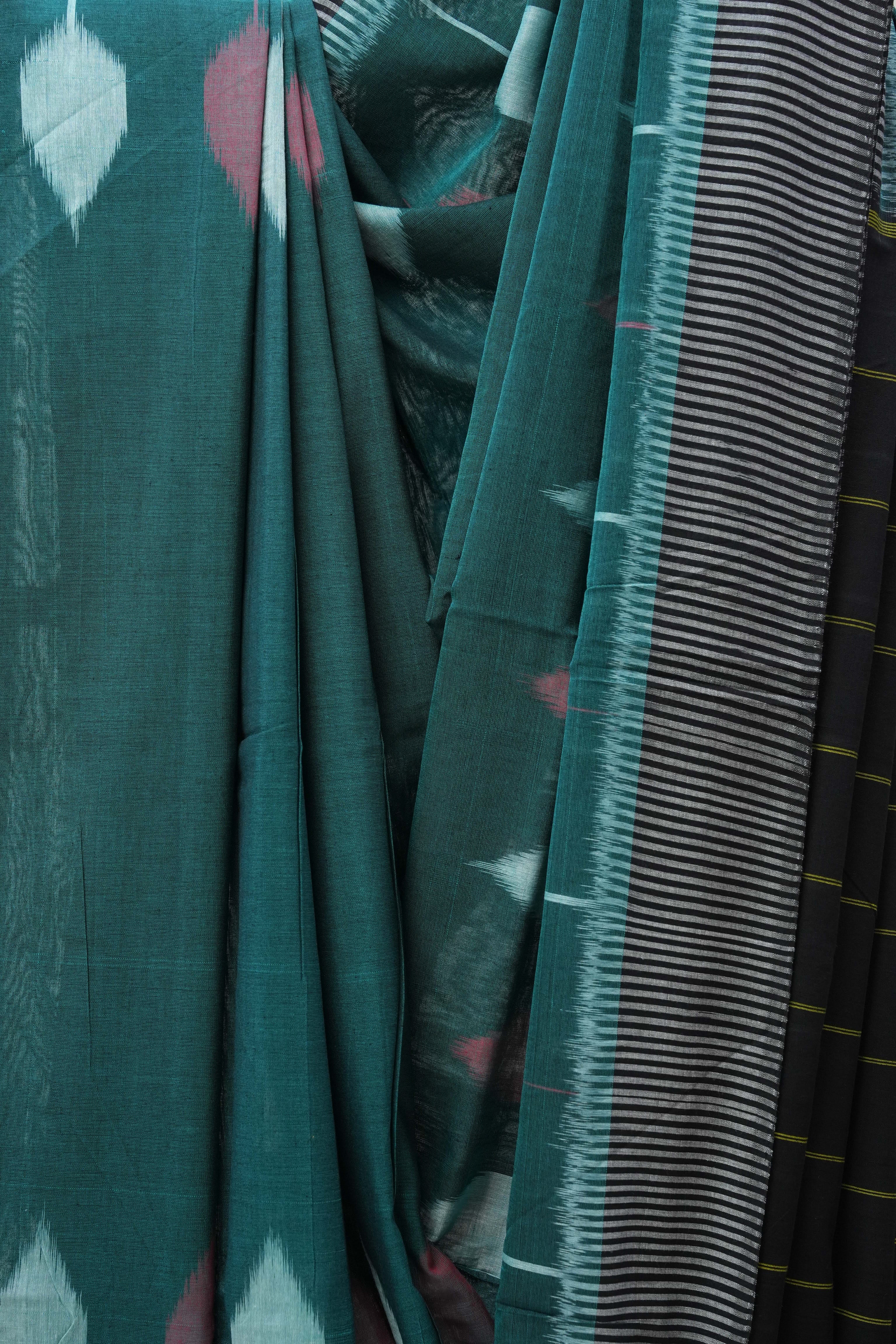 Green Pochampali Cotton Ikat Saree - SRGPCIS412