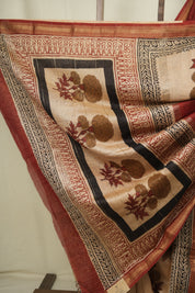 Maroon HBP Cotton Silk Saree With Chanderi Border - SRMCSS1804