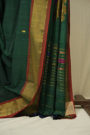 Dark Green Cotton Paithani Saree - SRDGCPS762