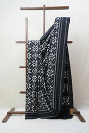 Black Pochampali Cotton Ikat Saree - SRBPCIS402