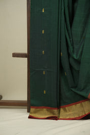 Dark Green Cotton Paithani Saree - SRDGCPS762