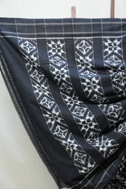 Black Pochampali Cotton Ikat Saree - SRBPCIS402