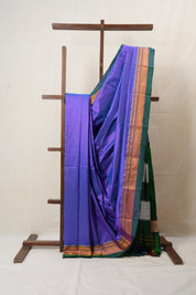 Blue Silk Ilkal Saree With Chikki Border - SRBSIS176