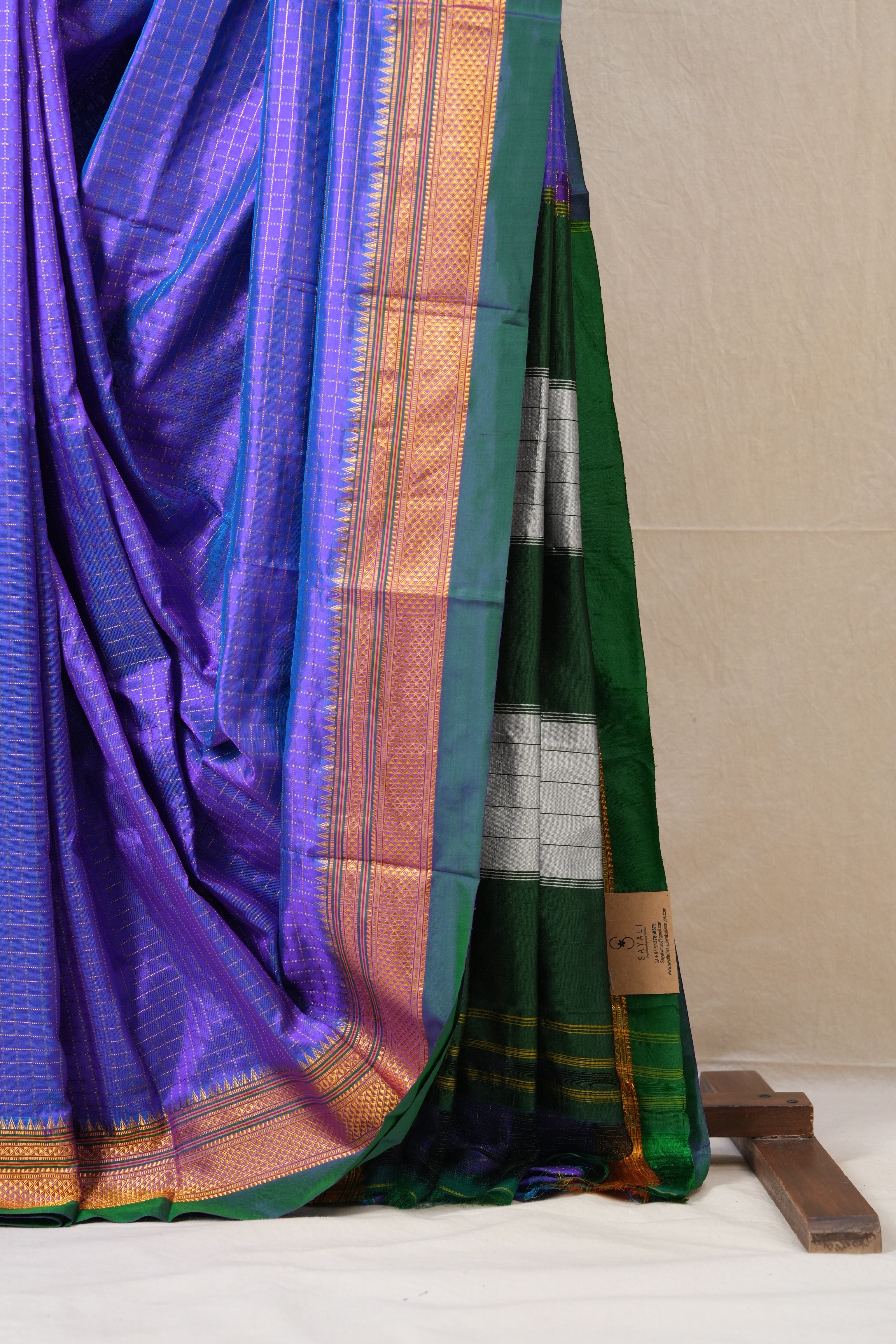 Blue Silk Ilkal Saree With Chikki Border - SRBSIS176