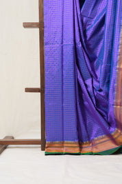 Blue Silk Ilkal Saree With Chikki Border - SRBSIS176
