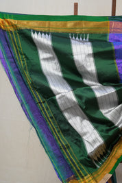 Blue Silk Ilkal Saree With Chikki Border - SRBSIS176