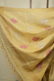 Light Yellow Tissue Linen Jamdani Saree - SRLYTLJS211