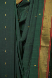 Dark Green Cotton Paithani Saree - SRDGCPS762