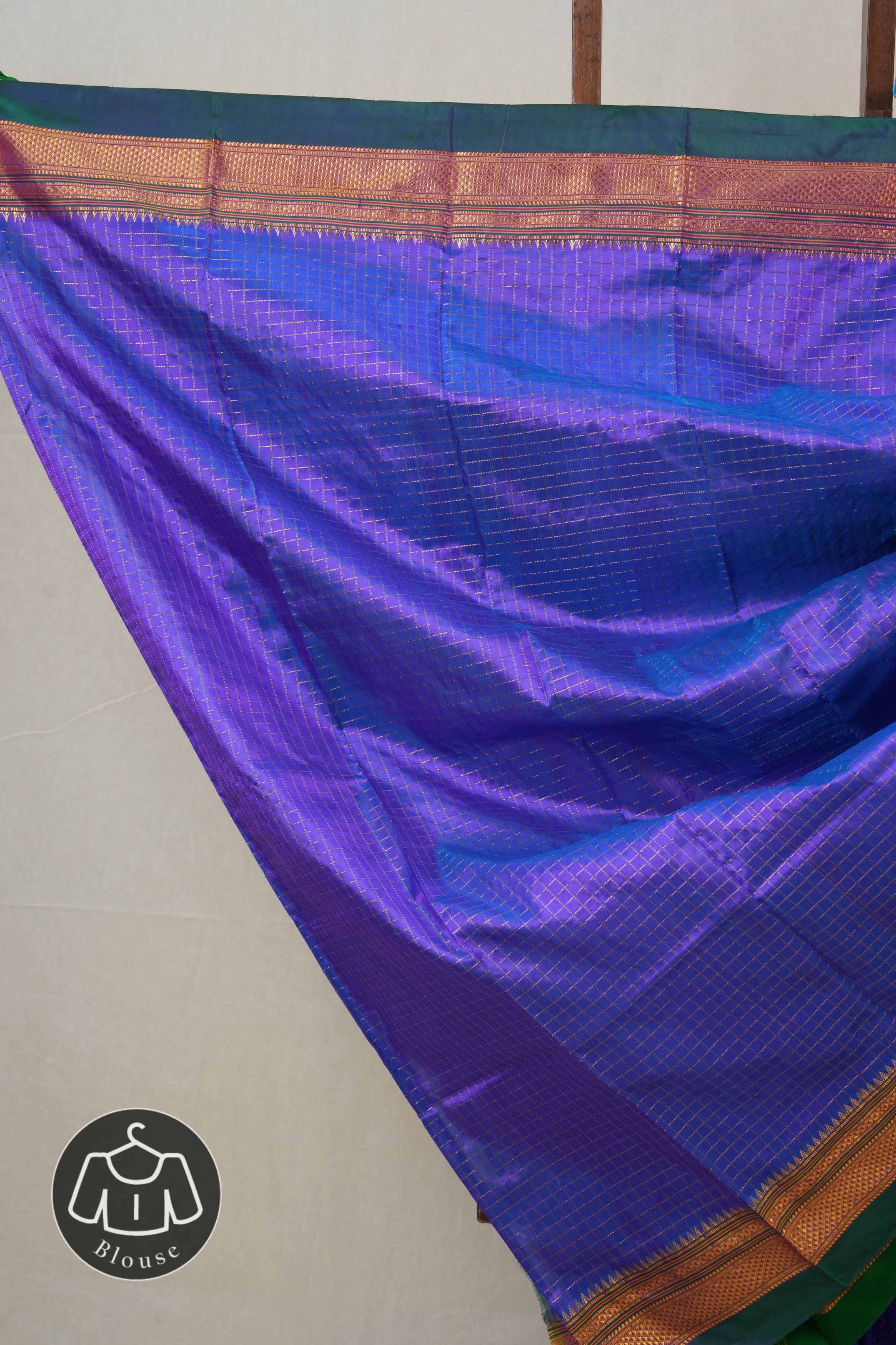 Blue Silk Ilkal Saree With Chikki Border - SRBSIS176