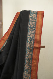 Black HBP Cotton Silk Saree With Chanderi Border - SRBCSS1754
