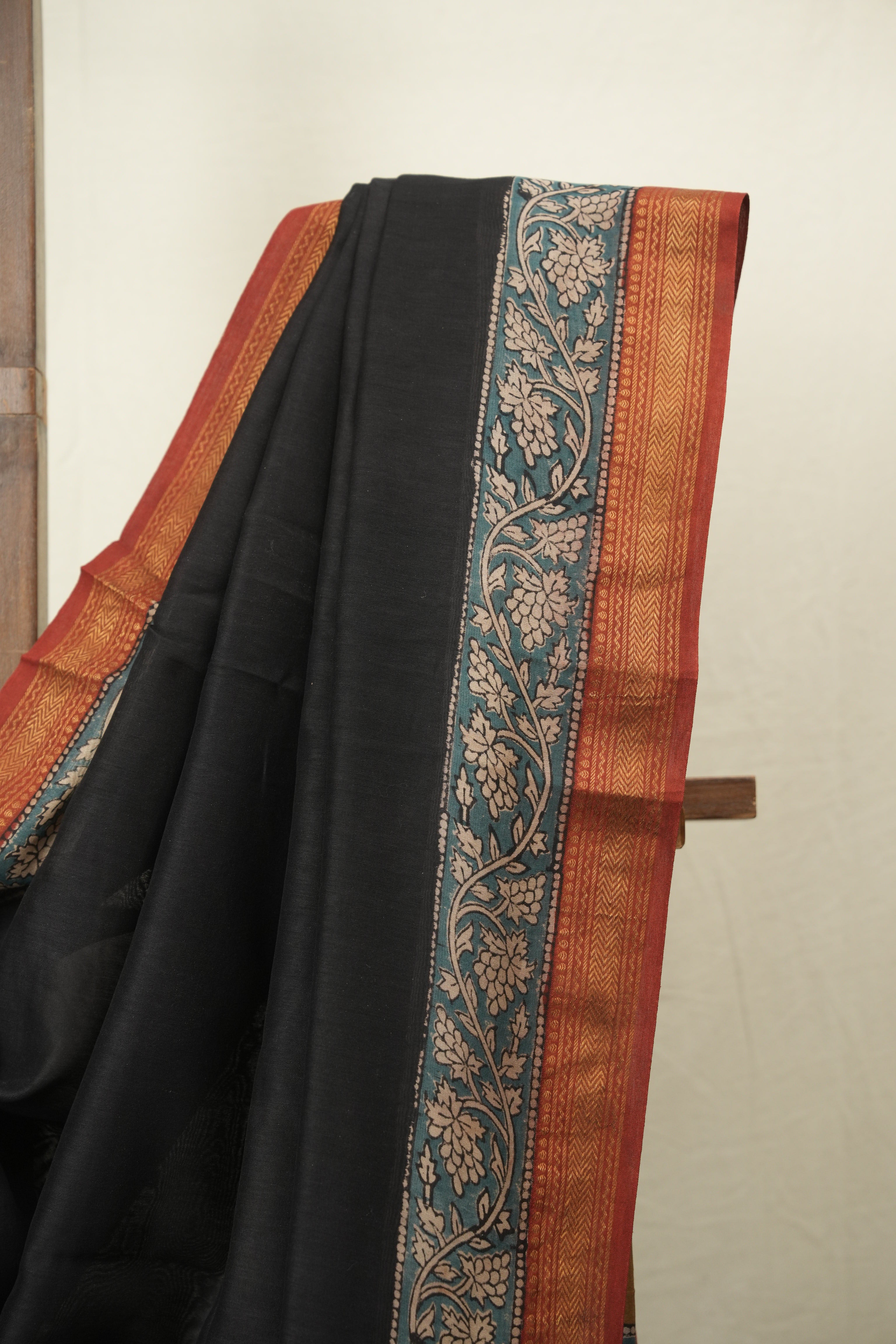 Black HBP Cotton Silk Saree With Chanderi Border - SRBCSS1754