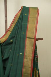 Dark Green Cotton Paithani Saree - SRDGCPS762