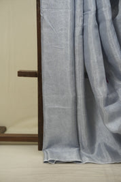 Steel Grey Tissue Linen Jamdani Saree - SRSGTLJS220