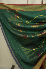 Dark Green Cotton Paithani Saree - SRDGCPS762
