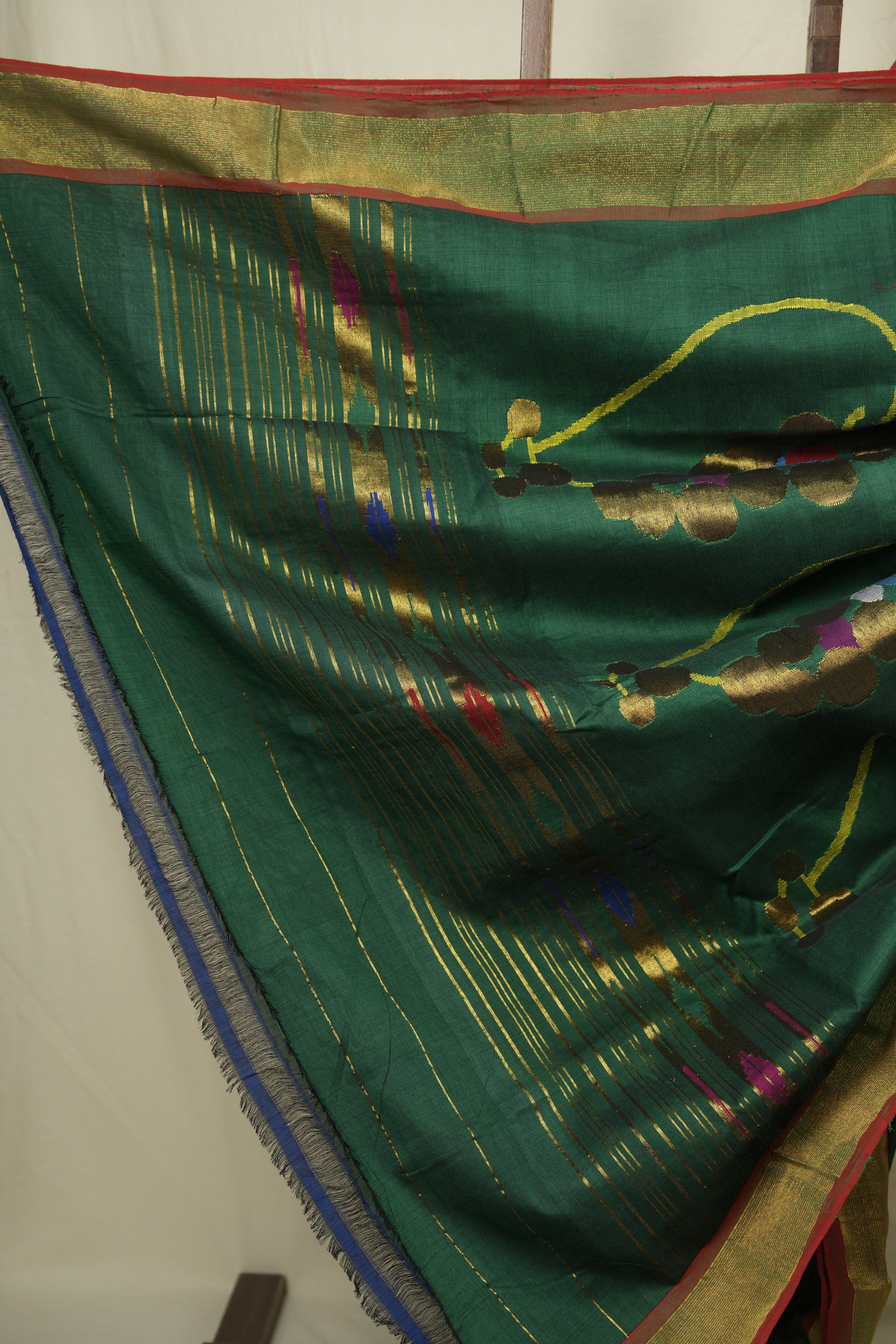 Dark Green Cotton Paithani Saree - SRDGCPS762