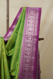 Parrot Green Gadwal Silk Saree - SRPGGSS554