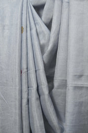 Steel Grey Tissue Linen Jamdani Saree - SRSGTLJS220
