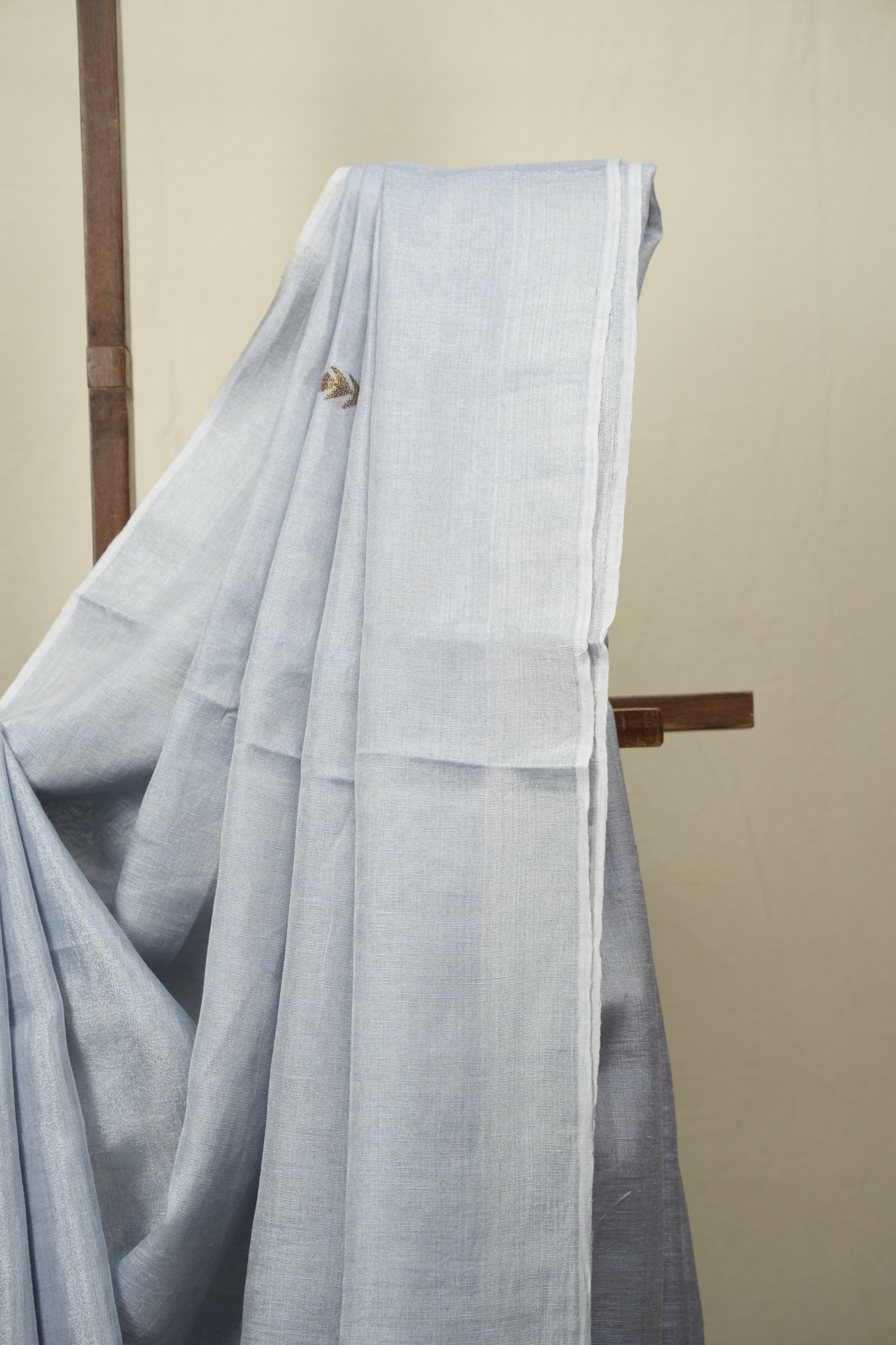 Steel Grey Tissue Linen Jamdani Saree - SRSGTLJS220