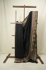Black HBP Cotton Silk Saree With Chanderi Border - SRBCSS1752