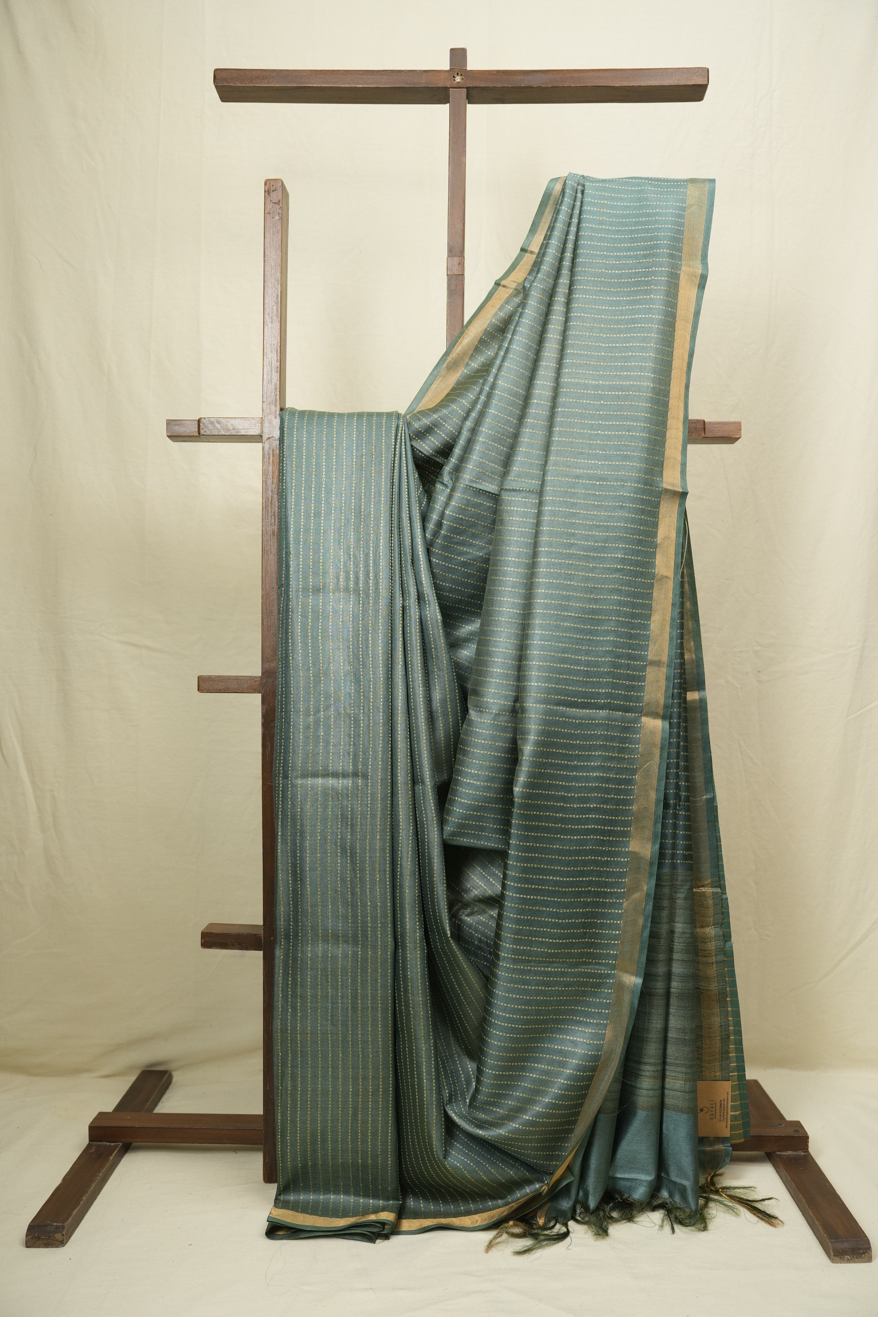 Teal Tussar Silk Saree - SRTTSS1884