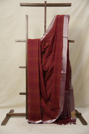 Maroon Checkers Cotton Mangalgiri Saree - SRMCCMS28