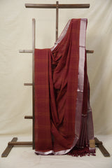 Maroon Checkers Cotton Mangalgiri Saree - SRMCCMS28