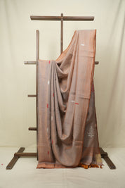 Rose Gold Tissue Linen Jamdani Saree - SRRGTLJS221