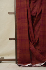 Maroon Checkers Cotton Mangalgiri Saree - SRMCCMS28