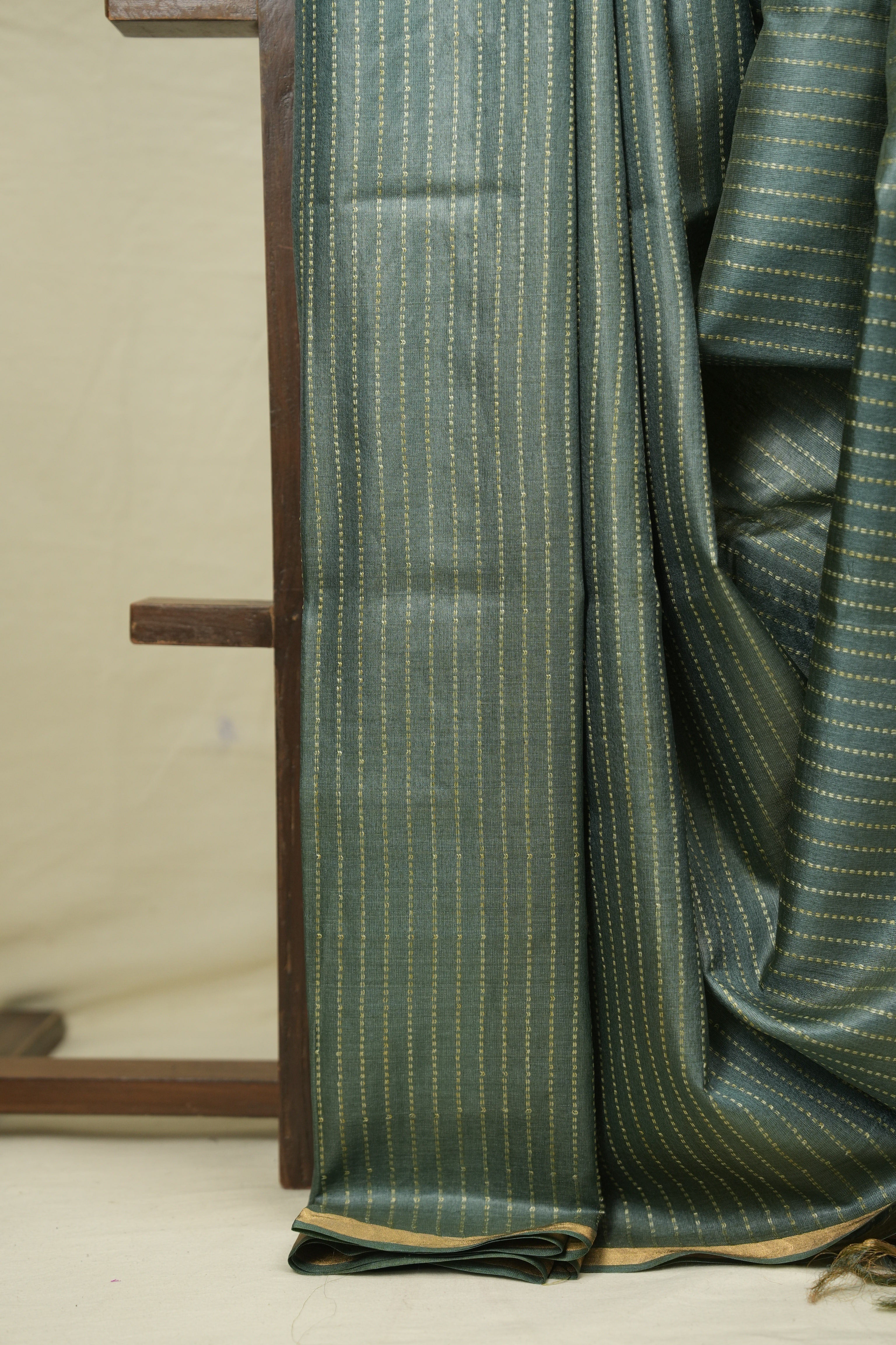 Teal Tussar Silk Saree - SRTTSS1884