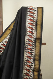 Black HBP Cotton Silk Saree With Chanderi Border - SRBCSS1752