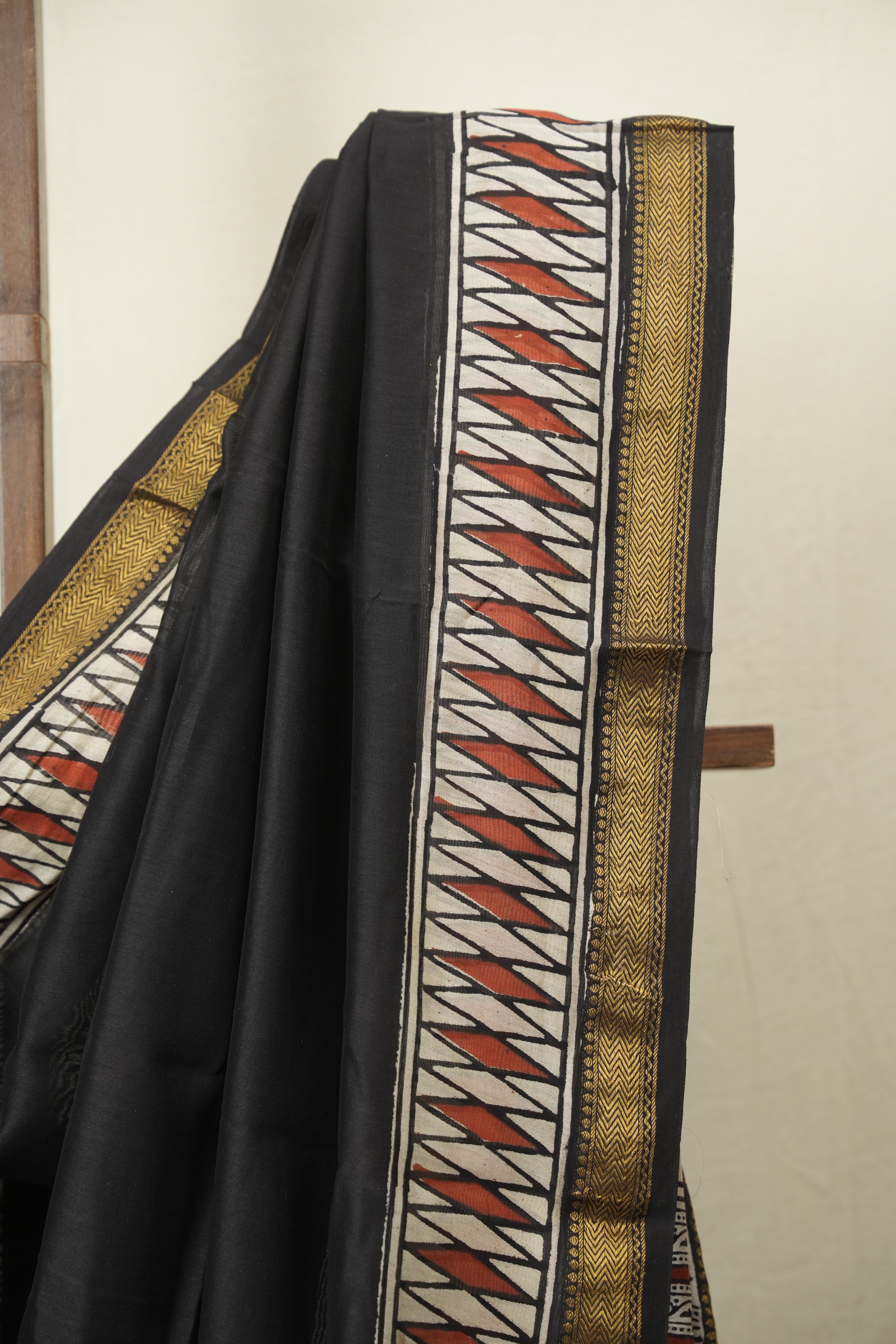 Black HBP Cotton Silk Saree With Chanderi Border - SRBCSS1752