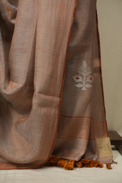 Rose Gold Tissue Linen Jamdani Saree - SRRGTLJS221