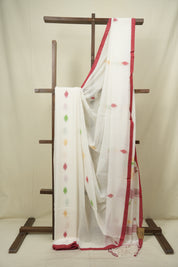 White Bengal Mul Cotton Saree - SRWBMCS089