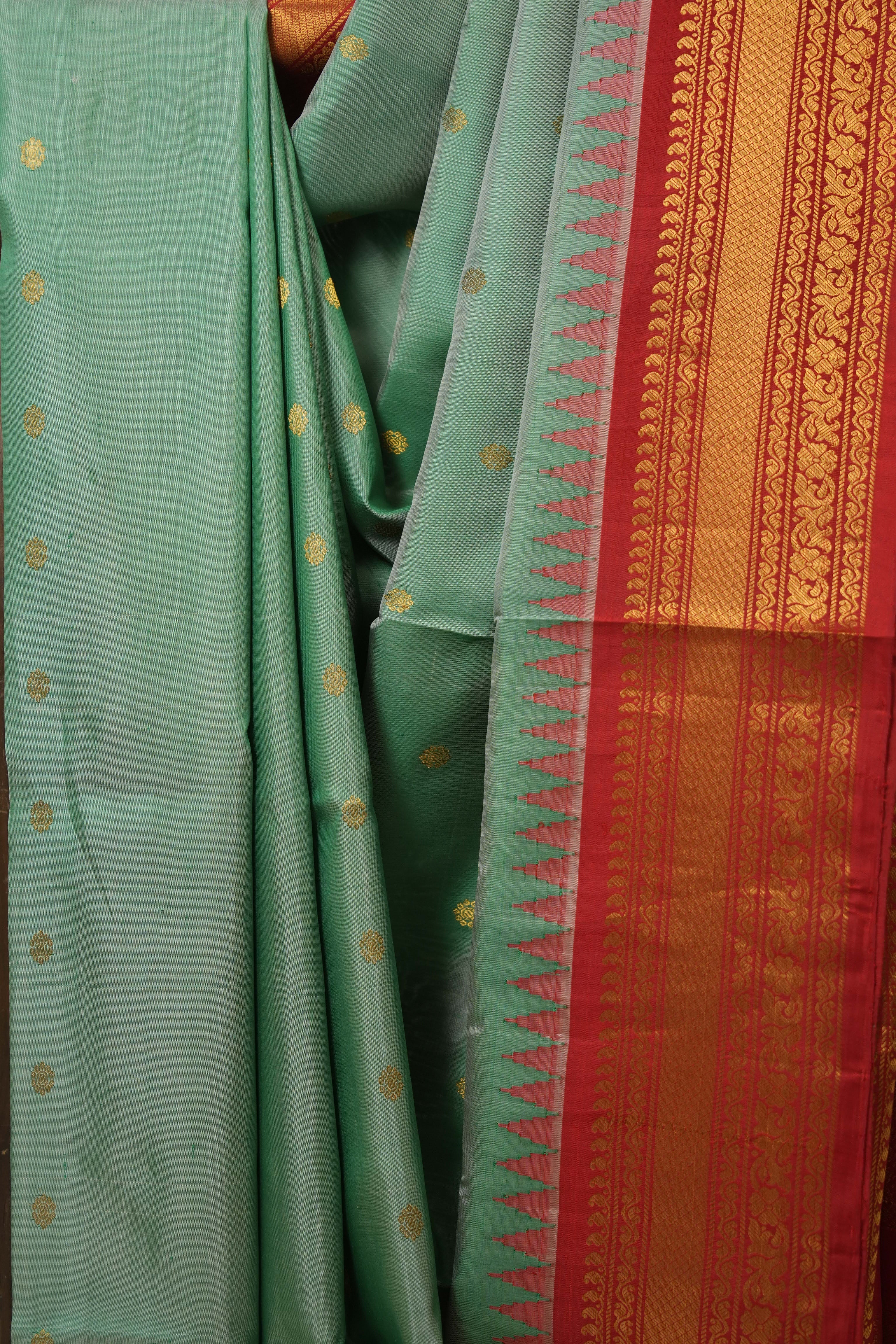 Two Tone Green Gadwal Silk Saree - SRTTGGSS541