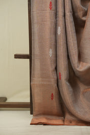 Rose Gold Tissue Linen Jamdani Saree - SRRGTLJS221