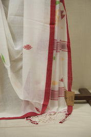 White Bengal Mul Cotton Saree - SRWBMCS089