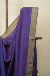 Purple Plain Linen Saree With Green Tassels - SRPPLS522
