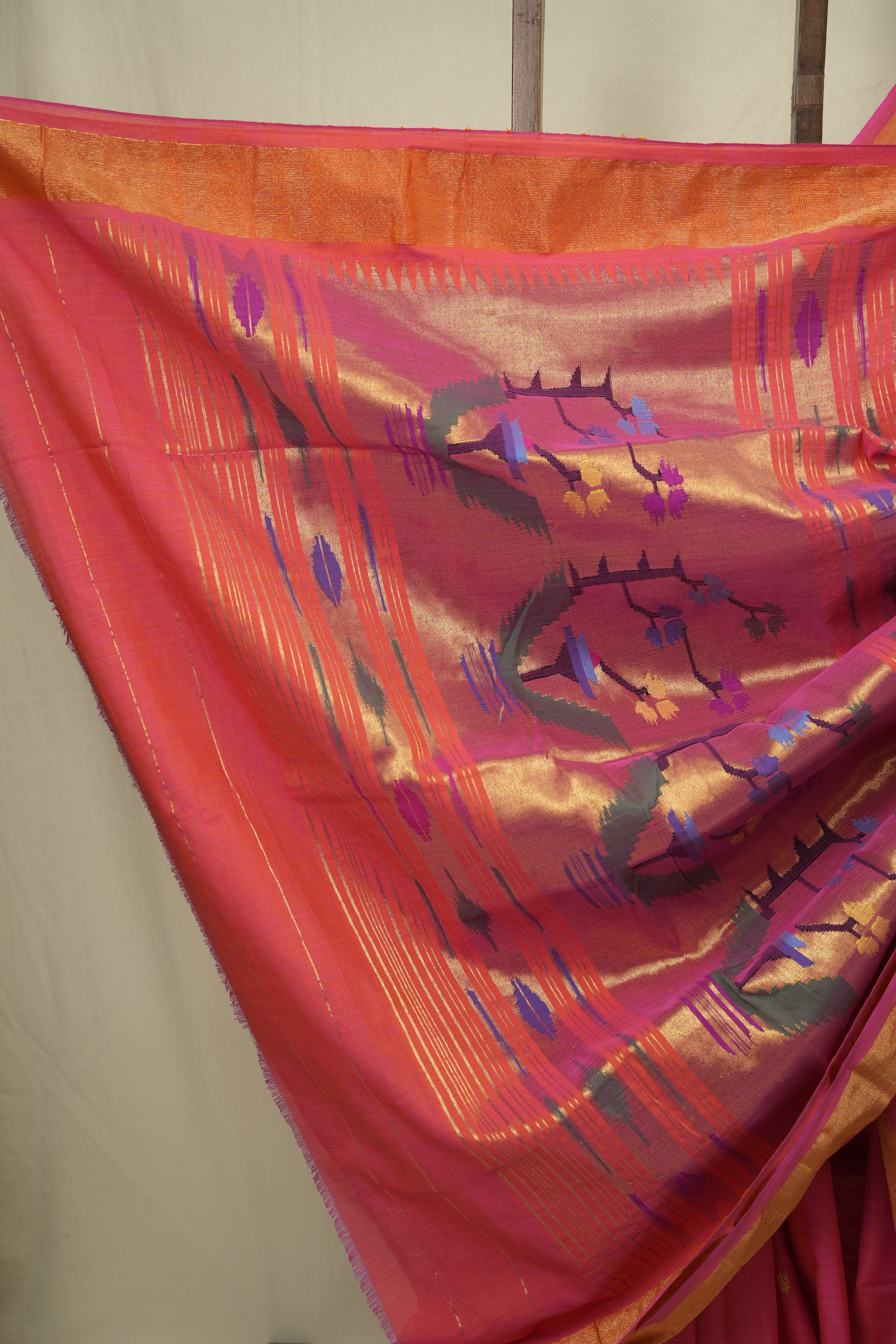 Pink Cotton Paithani Saree - SRPCPS761