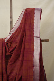 Maroon Checkers Cotton Mangalgiri Saree - SRMCCMS28