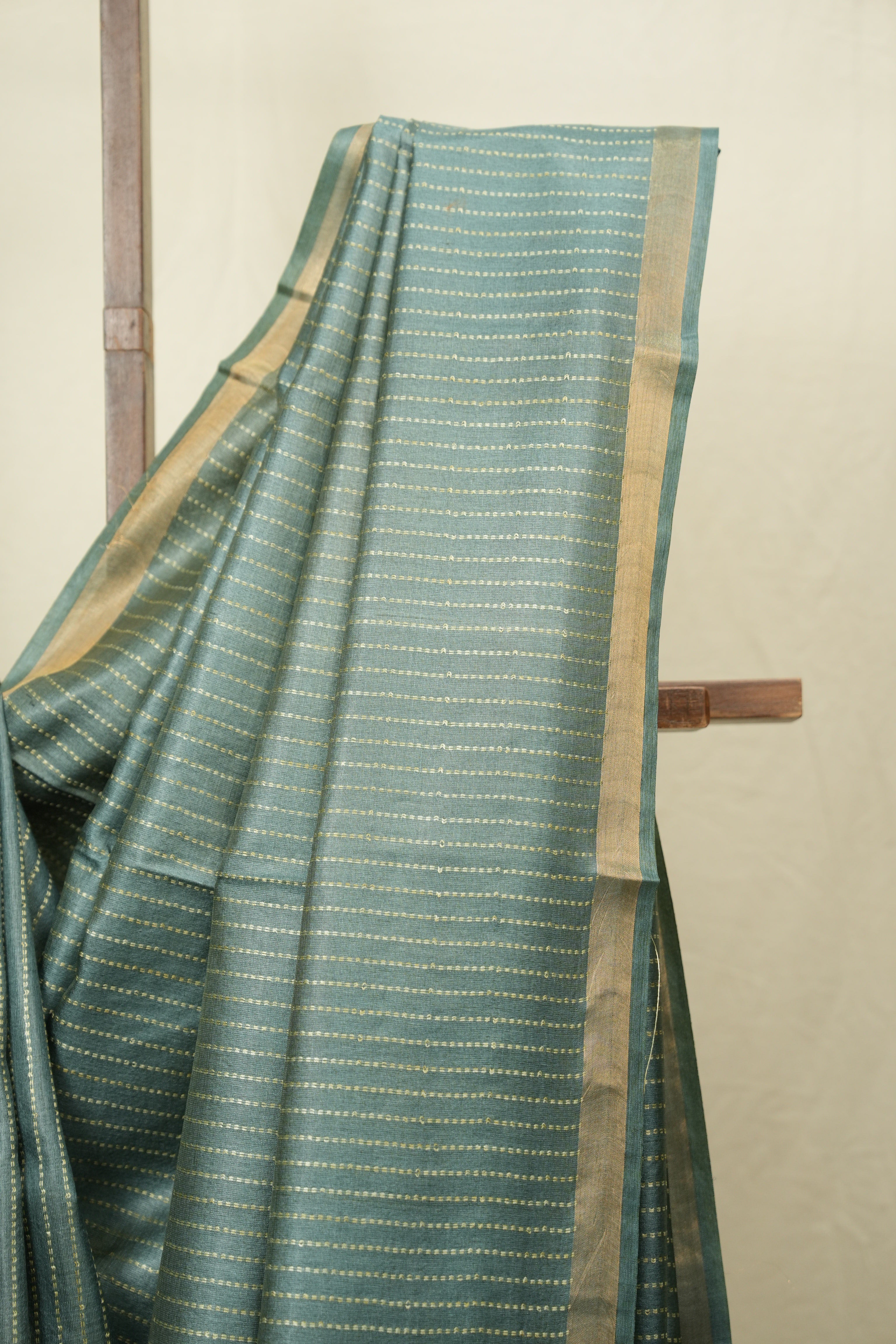 Teal Tussar Silk Saree - SRTTSS1884