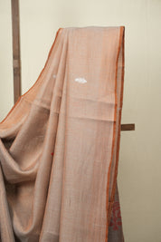 Rose Gold Tissue Linen Jamdani Saree - SRRGTLJS221