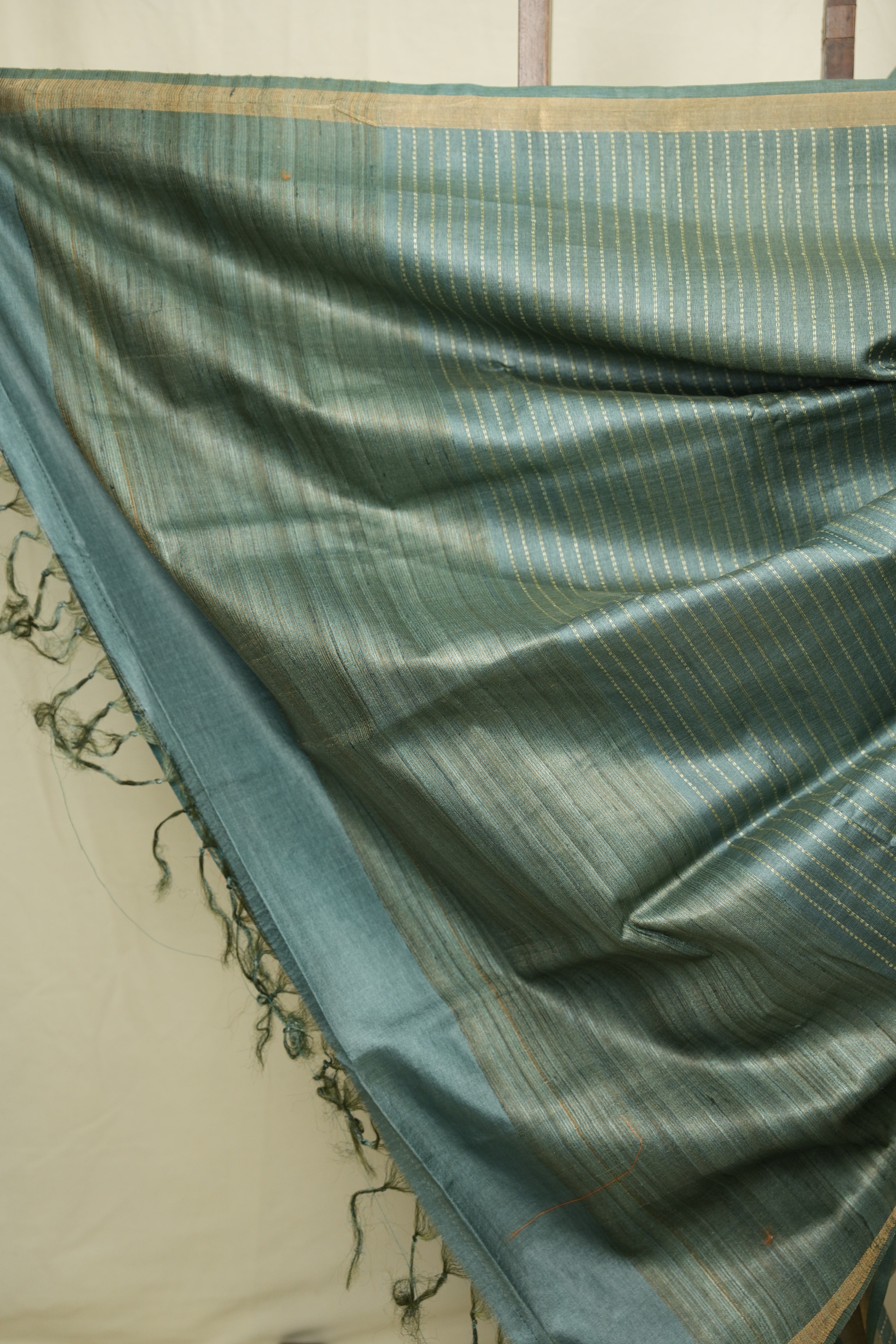Teal Tussar Silk Saree - SRTTSS1884