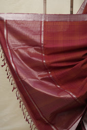 Maroon Checkers Cotton Mangalgiri Saree - SRMCCMS28