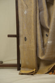 Grey Gold Tissue Linen Jamdani Saree - SRGGTLJS207