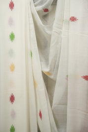 White Bengal Mul Cotton Saree - SRWBMCS089