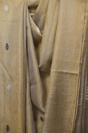 Grey Gold Tissue Linen Jamdani Saree - SRGGTLJS207