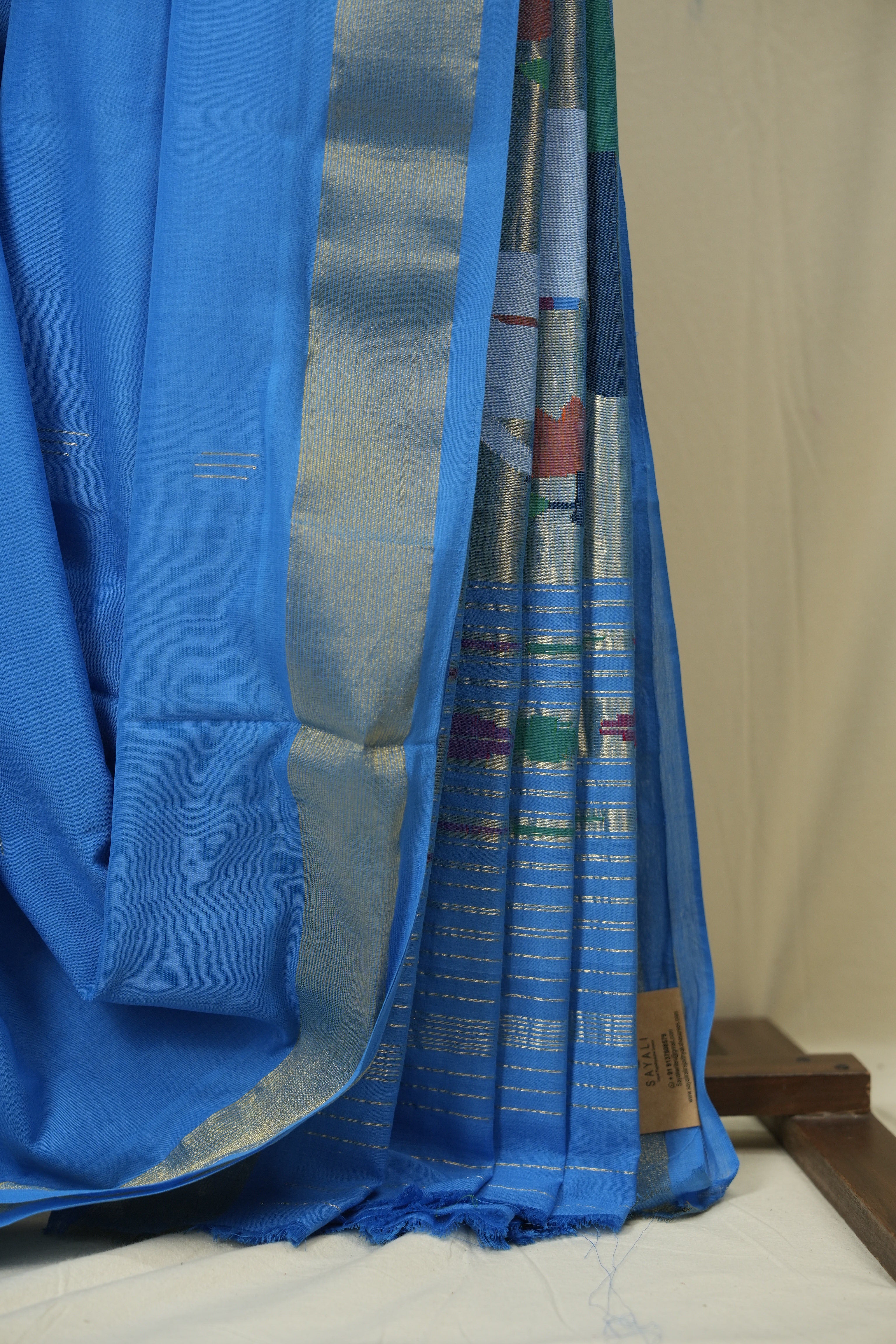 Blue Cotton Paithani Saree - SRBCPS749